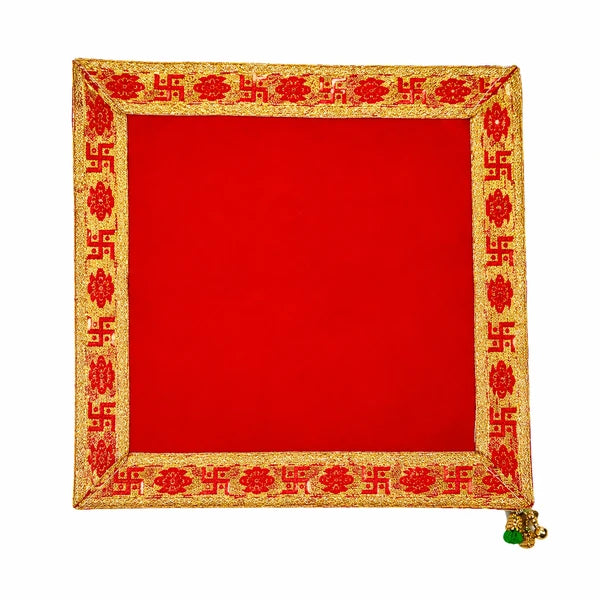 Shubh Labh Puja Aasan Cloth Red - 12x12inch