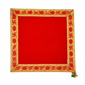 Shubh Labh Puja Aasan Cloth Red - 12x12inch