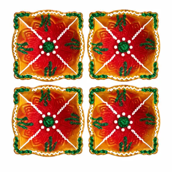 Designer Diya Unwaxed Coloured Design 7 Pack of 4