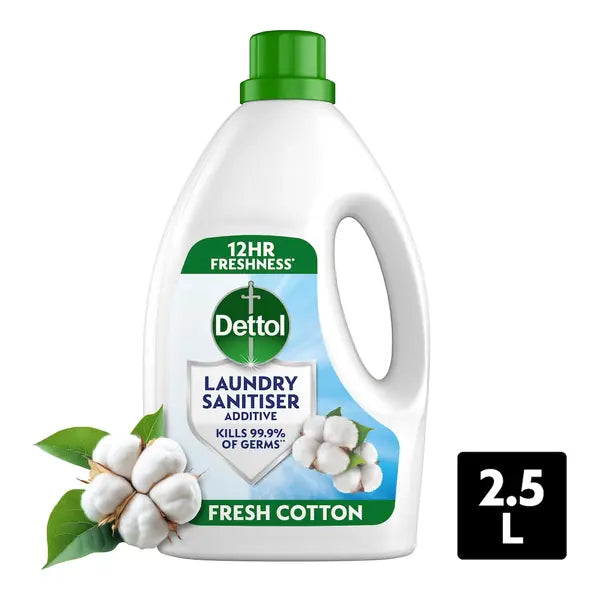 Dettol Fresh Cotton Laundry Cleanser 2.5L antibacterial sanitiser bottle