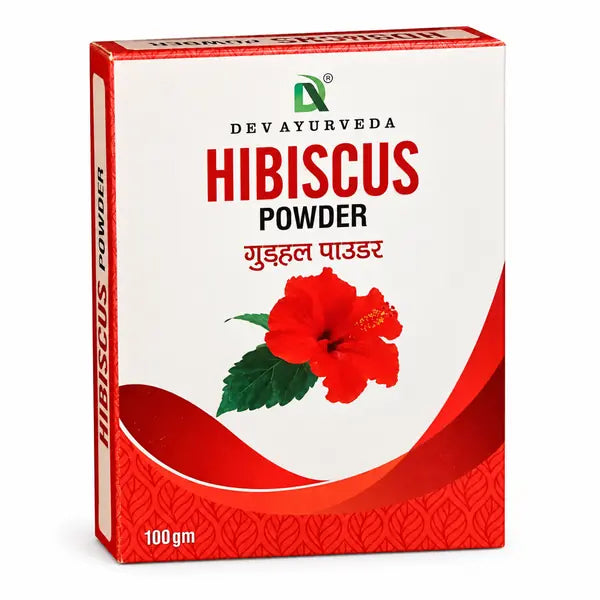 Dev Ayurveda Hibiscus Powder 100g red product box