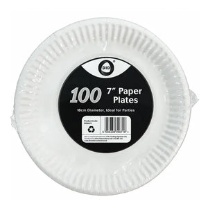 Dina DID white paper plates, 7 inch, pack of 100