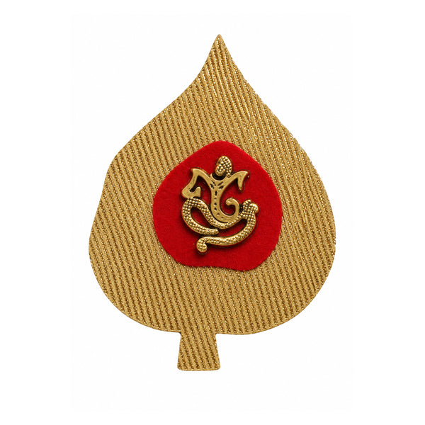 Divya Suvarna Tilak Pata with gold Om on white background