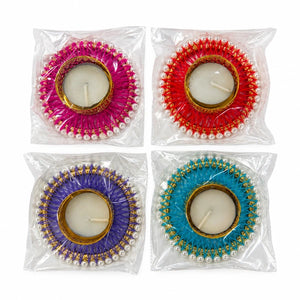 Diwali Decorative Tea Candle – Pearl Rim, 3 Inch (Assorted Colour)