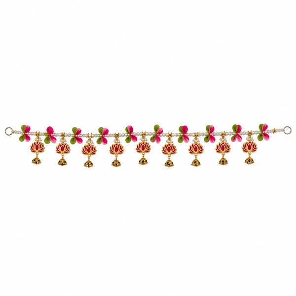 Diwali Lotus & Bell Bandhanwar Toran - 36 Inch on white background