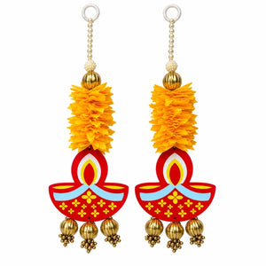 Diwali Diya Hanging Decorations - 12 Inch (Pack of 2)