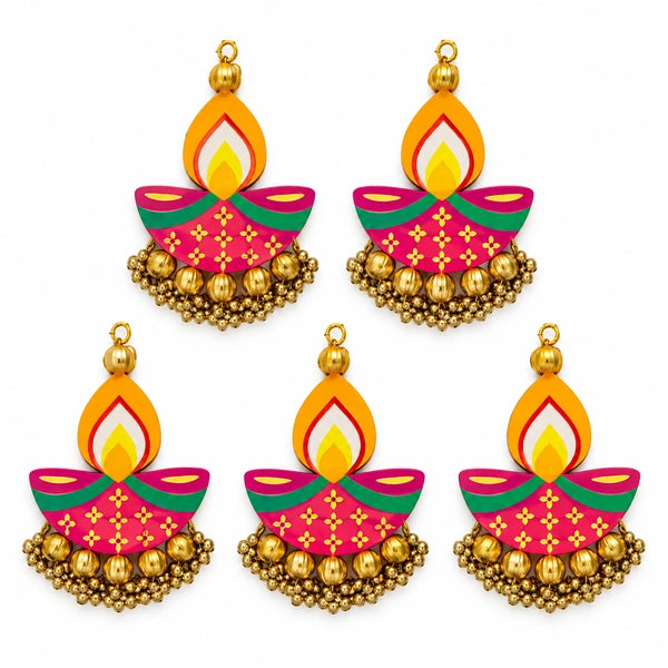 Diwali Diya Hanging Decorations - 5 Inch (Pack of 5)