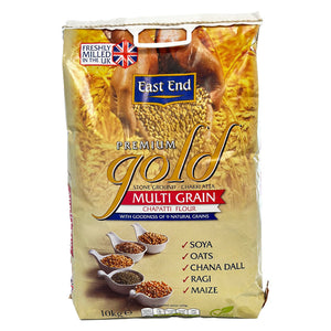 East End Premium Gold multigrain chapatti flour 10kg pack on a white background