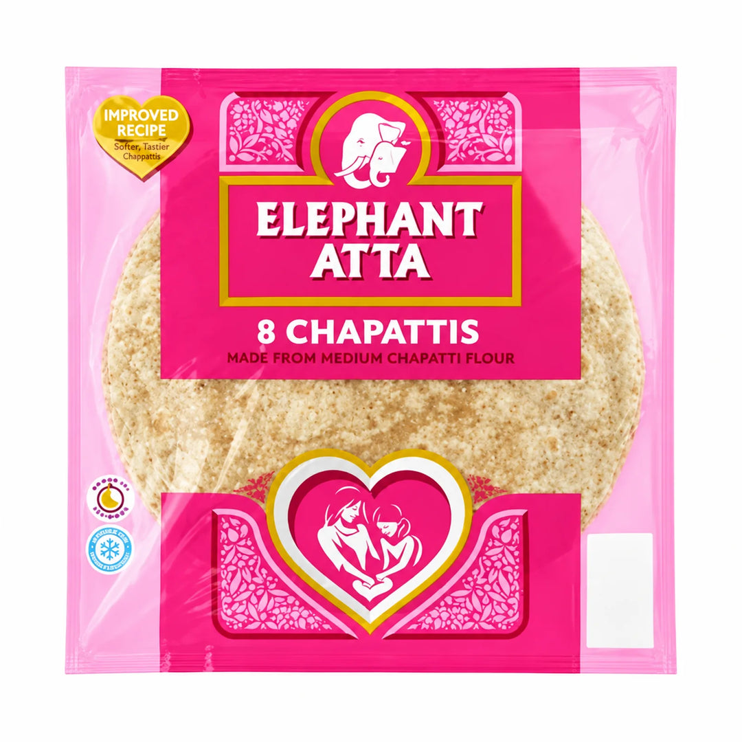 elephant chappati 8 pcs 360g pack on a white background