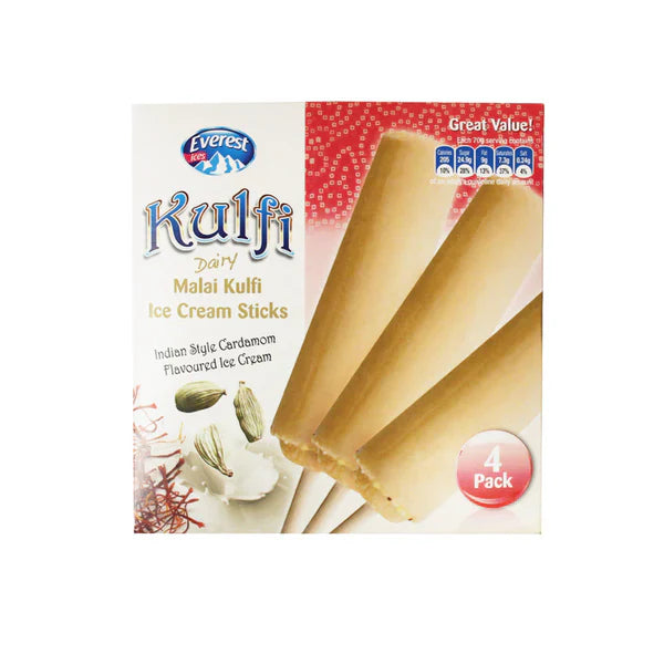 Everest Malai kulfi ice cream sticks, four pack 280ml