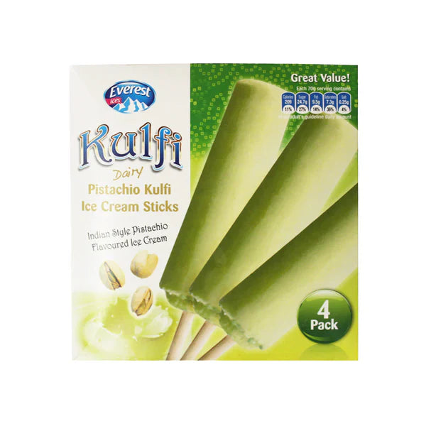 Everest pista kulfi sticks four-pack frozen dessert, 280ml retail carton
