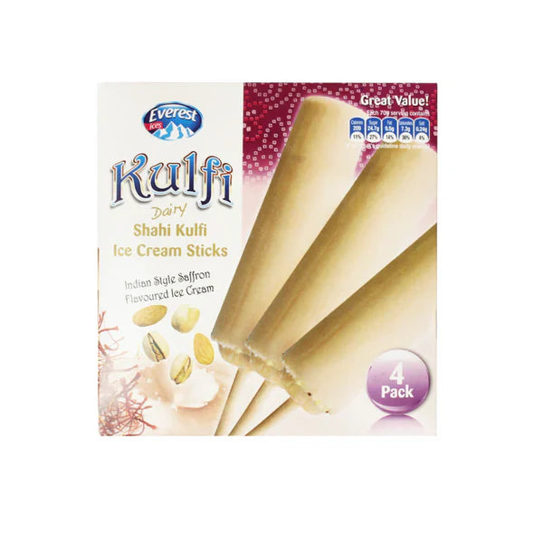 Everest shahi kulfi sticks four-pack frozen dessert, 280ml retail carton