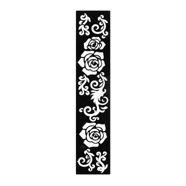Floral and border Mehndi stencil, one piece on white background