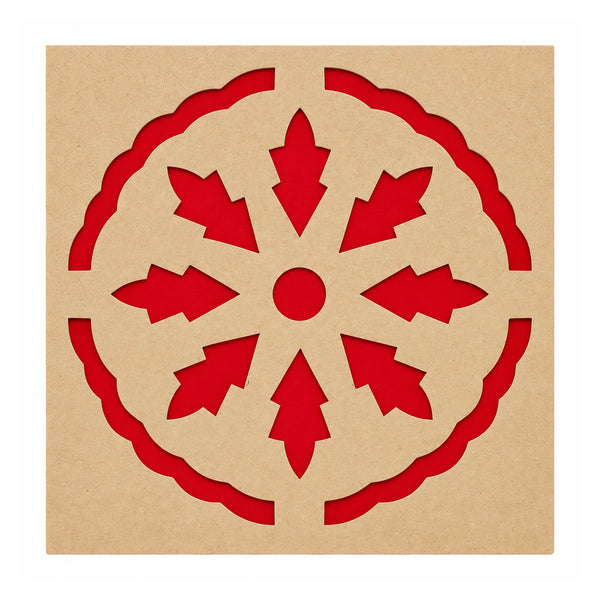 Floral Star rangoli stencil, top view on white background