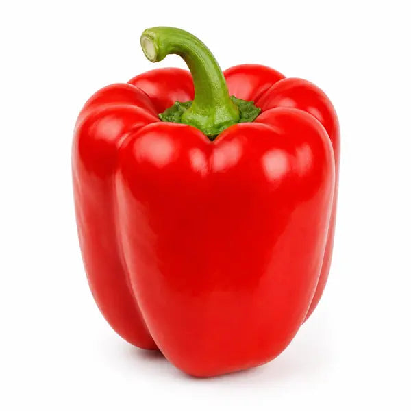 Fresh red bell pepper on a clean white background