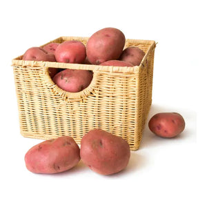 Fresh red potatoes with smooth red skin, available in multiple weights