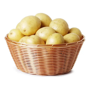 Fresh white potatoes with pale skin, available in multiple weights