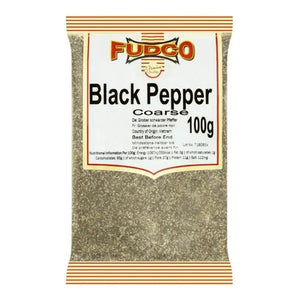 Fudco coarse ground black pepper spice, 100g pouch