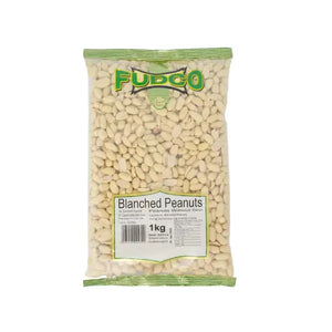 Fudco blanched peanuts in clear retail pouch, 1kg
