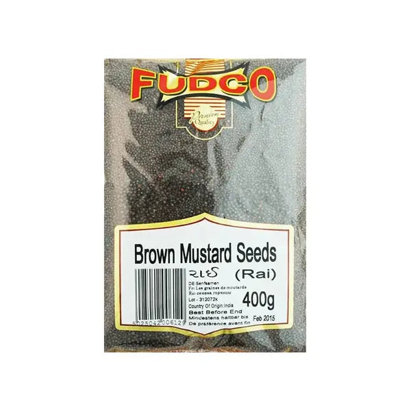 Fudco brown mustard seeds whole spice pouch, 400g