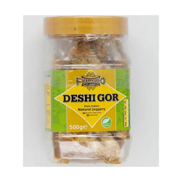 Fudco Deshi Gor Jaggery 500g natural sugarcane sweetener jar
