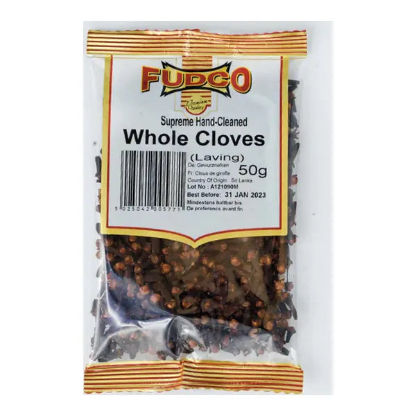 Fudco whole cloves Laung cooking spice, 50g pouch