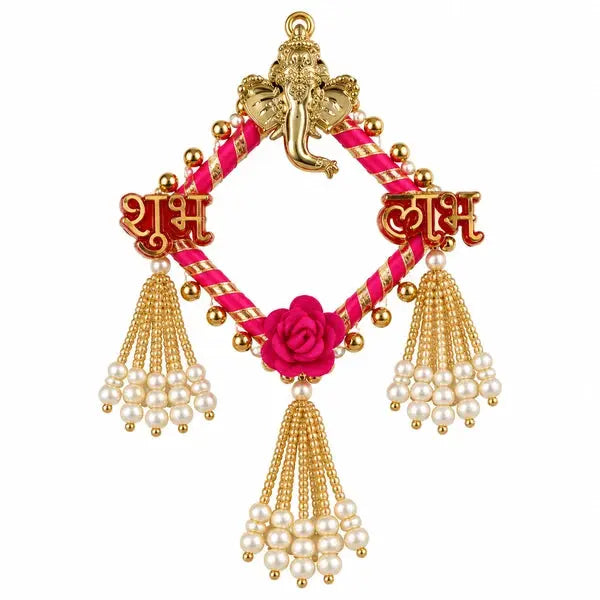 Ganesha Shubh Labh Toran Hanging with pearl tassels