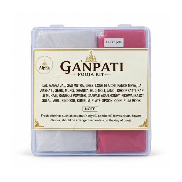 Ganpati Pooja Complete Kit complete set on white background