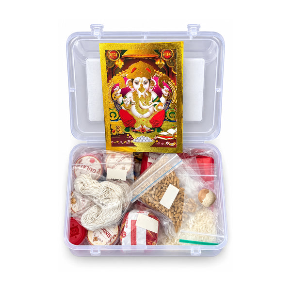Ganpati Pooja Essential Kit complete set on white background