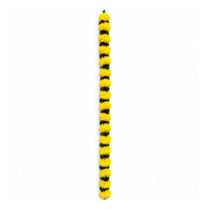 Green and yellow 54-inch garland, one string on white background