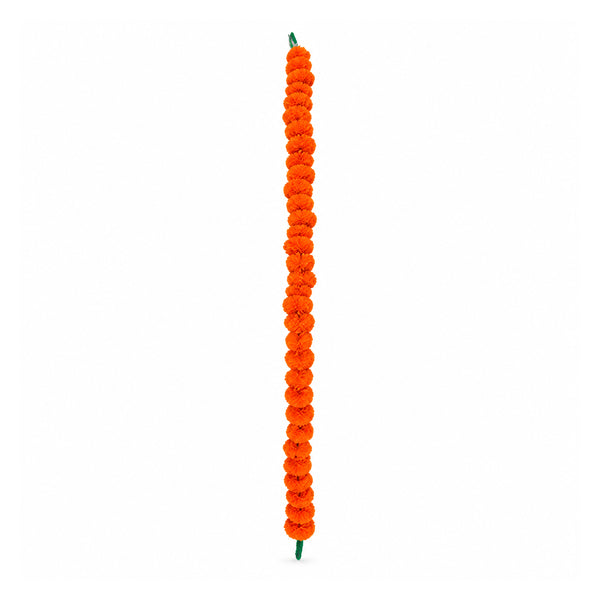 Orange 54-inch garland, one straight string on white background