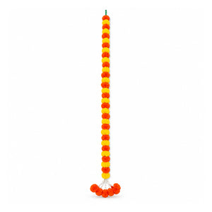 Orange and yellow 56-inch garland, one string on white background
