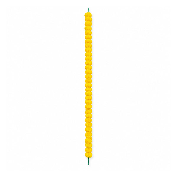 Yellow 54-inch garland, one straight string on white background
