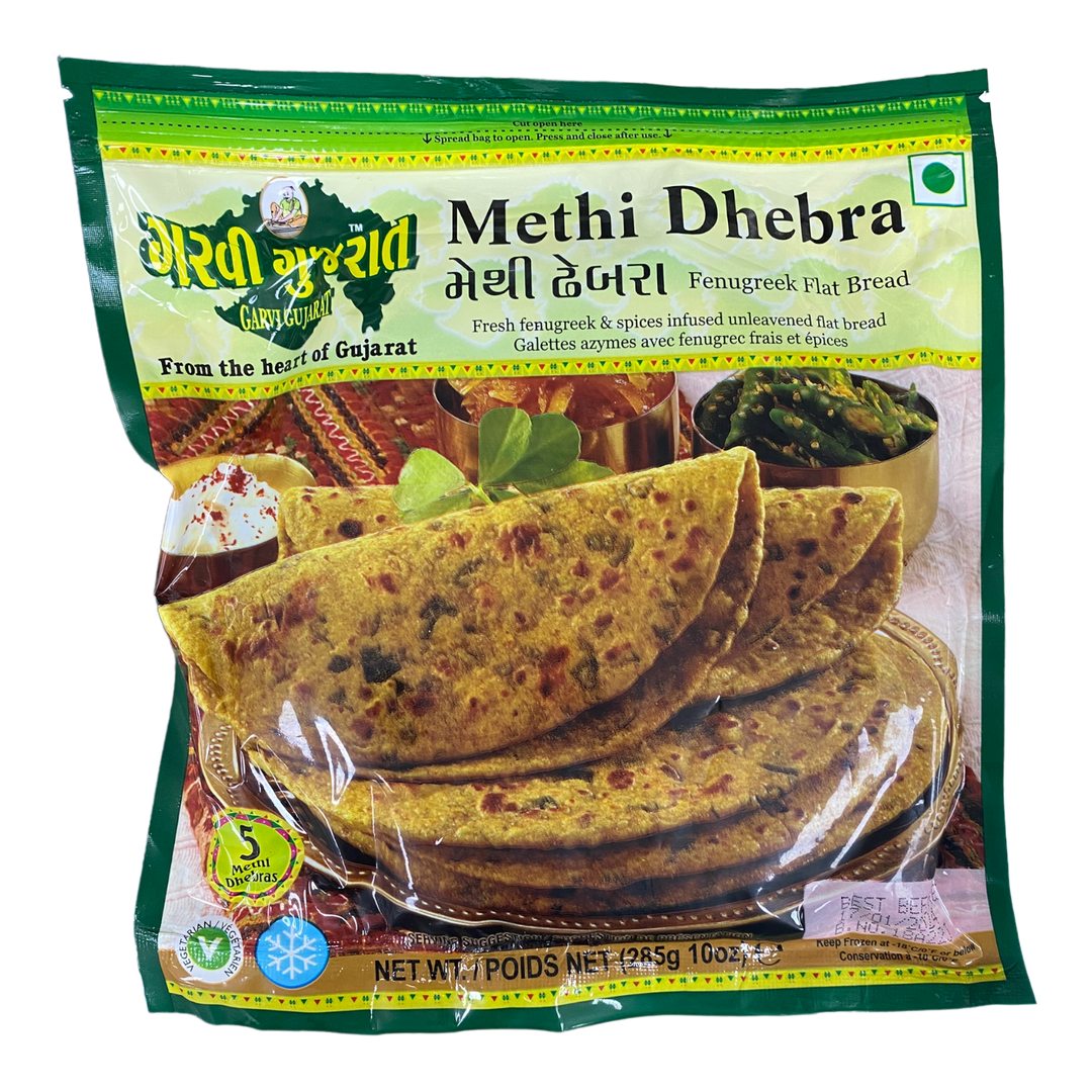 Garvi Gujarati Methi Dhebra frozen flatbread pack 285g