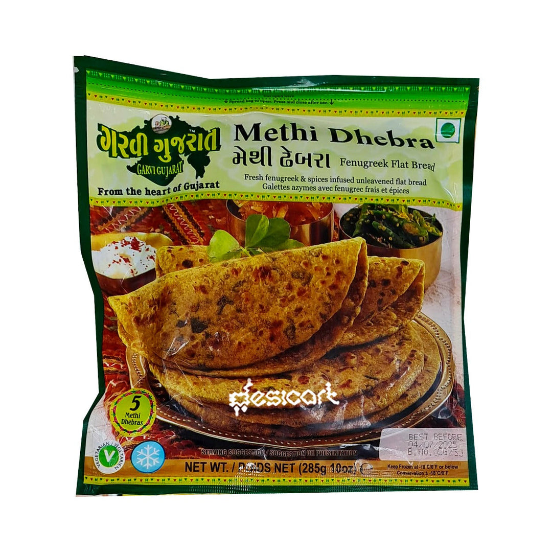 Garvi Gujarati Methi Dhebra frozen flatbread pack 285g