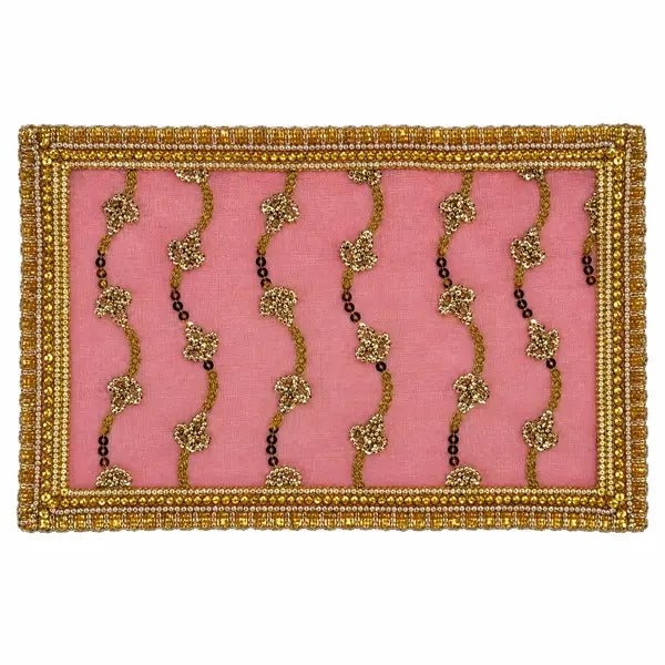 Gold Embroidered Mata Ki Chunni Pink, 9 × 5 Inch