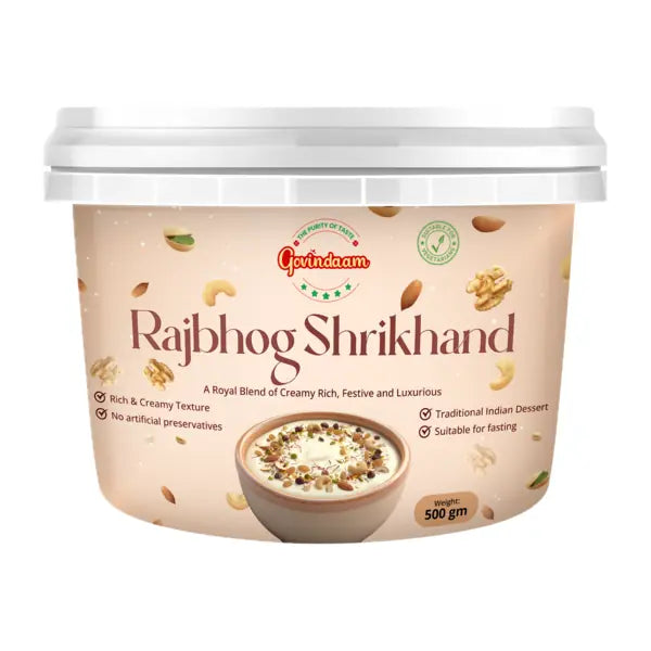 Govindaam Rajbhog Shrikhand dessert tub, 500g with mixed nuts