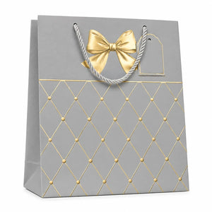 Grey & Gold Diamond Pattern Gift Bag