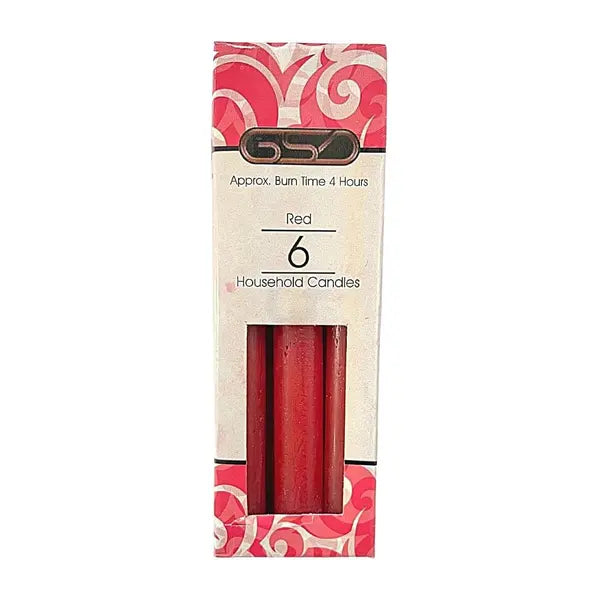 GSD red household candles pack of six