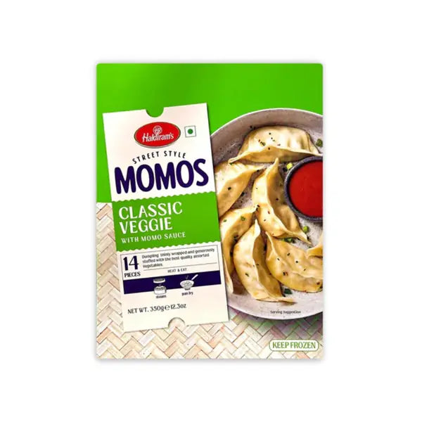 Haldiram's classic veggie momos frozen dumplings, 14 pieces, 350g pack