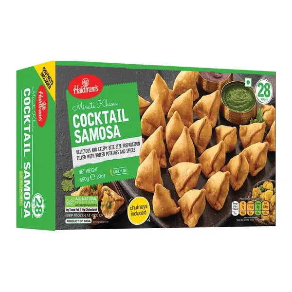 Haldiram cocktail samosa frozen pack 28 pieces 650g