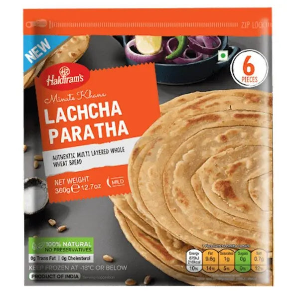 Haldiram lacha paratha frozen, 6 pieces, 360g pack