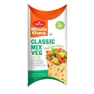 Haldiram mixed vegetable wrap frozen snack, 156g pack