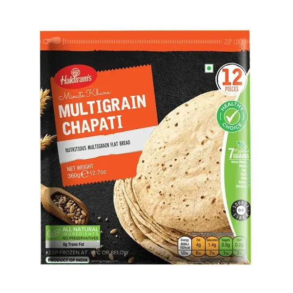 Haldiram multigrain chapati frozen, 12 pieces, 360g pack