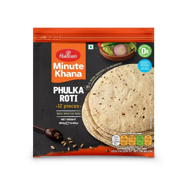 Haldiram frozen phulka roti, 12 pieces, 360g pack