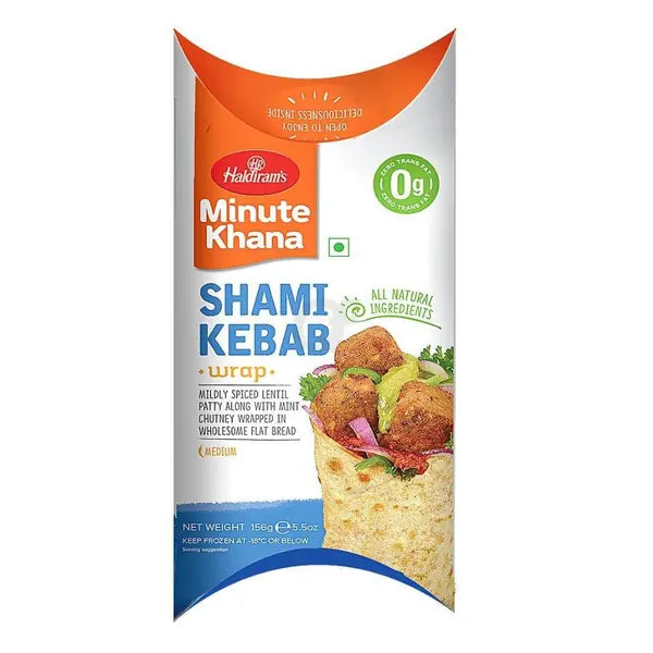 Haldiram frozen vegetarian shami kebab wrap, 156g pack