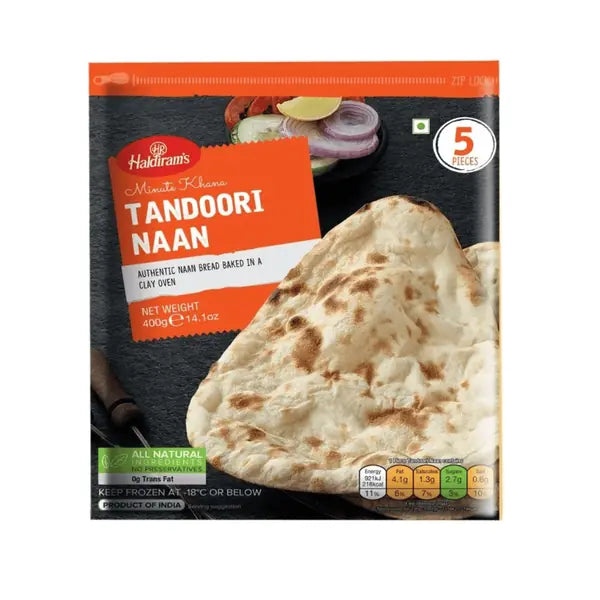 Haldiram's frozen tandoori naan, 5 pieces, 400g pack