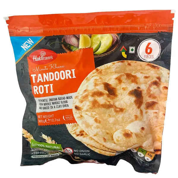 Haldiram's frozen tandoori roti, 6 pieces, 360g pack