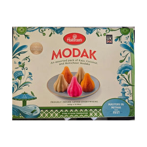 Haldiram's assorted Modak box, 300g, centred on pure white background