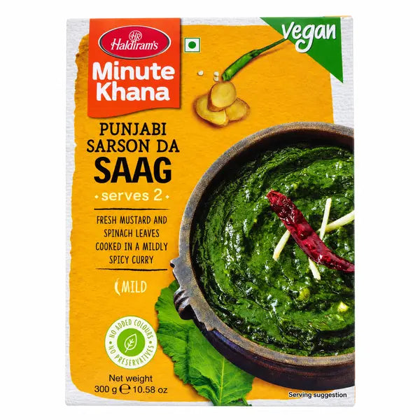 Haldiram's Minute Khana Punjabi Sarson Da Saag 300g box, front of pack